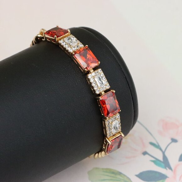 "Rose Gold Bracelet with Red & White Crystals, XPBL0892 - Picture 8 of 12